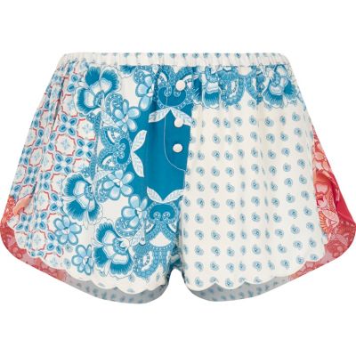 Blue floral print pyjama shorts